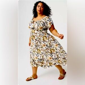 Torrid Challis Off-Shoulder Tea Dress size 3 which is a 3X size 22/24